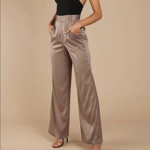 TOBI Davida High Waisted Wide Leg Satin Trouser